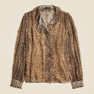 J.Crew ruffle leopard print blouse, 0